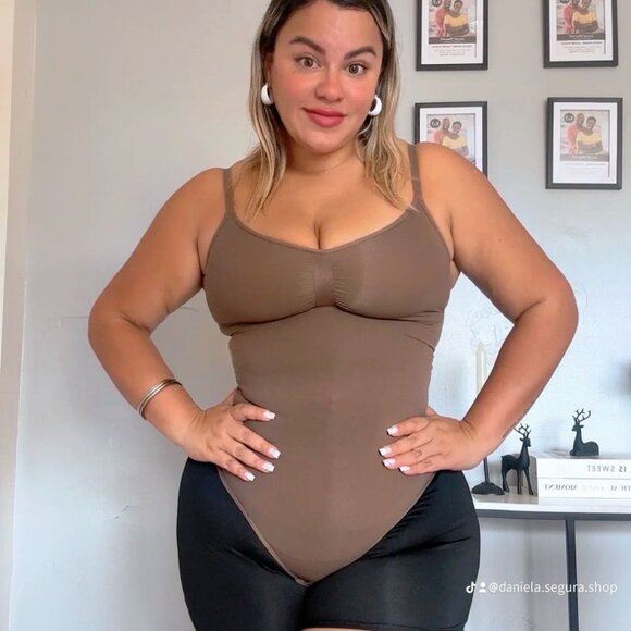 One Piece Bodyshaper Full Body Shapewear Body Sculpting Suit Brown Plus Size - Picture 1 of 9